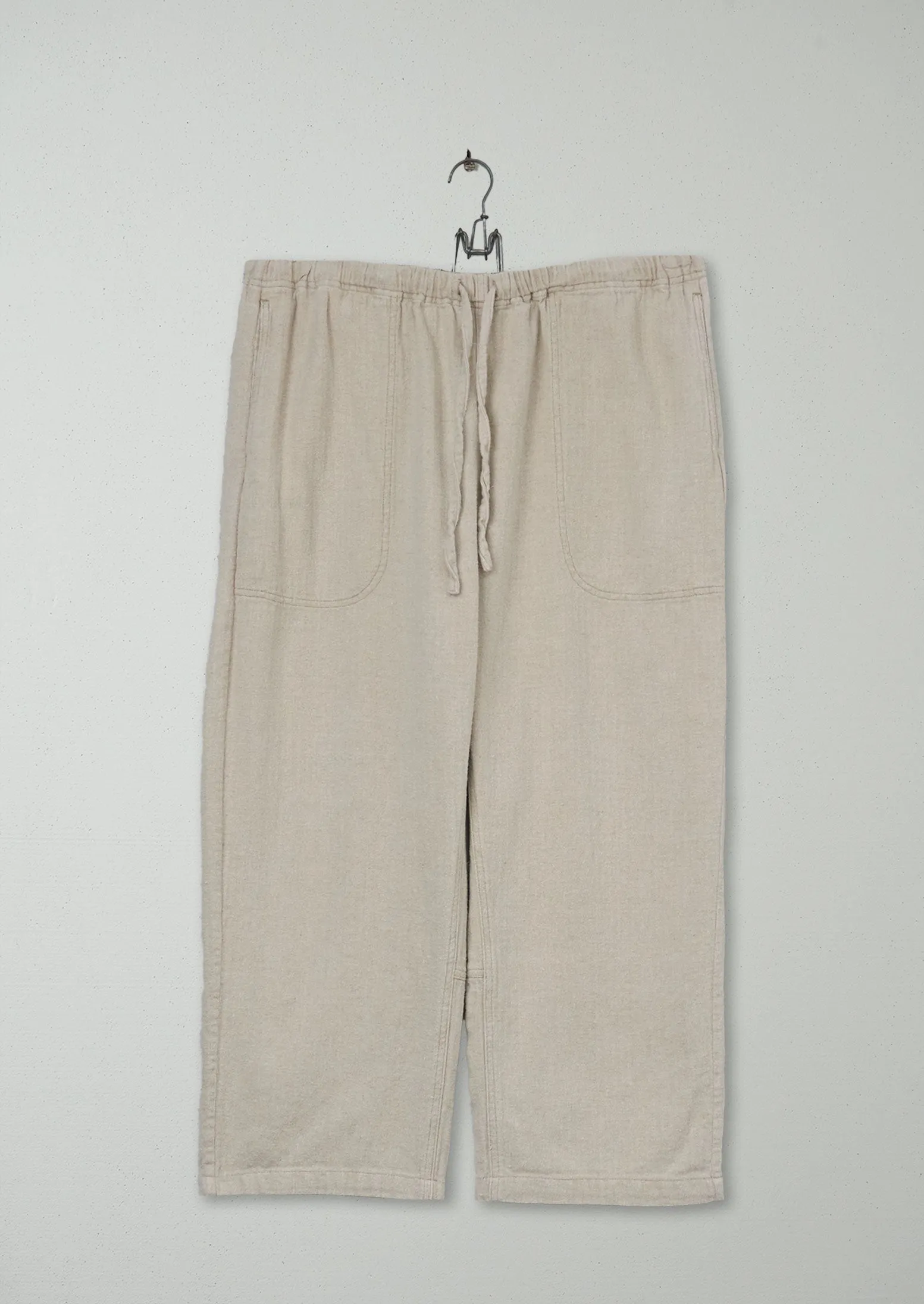 Reworn Cotton Linen Herringbone Trousers Size 10 (871) | Pebble sold by TOAST