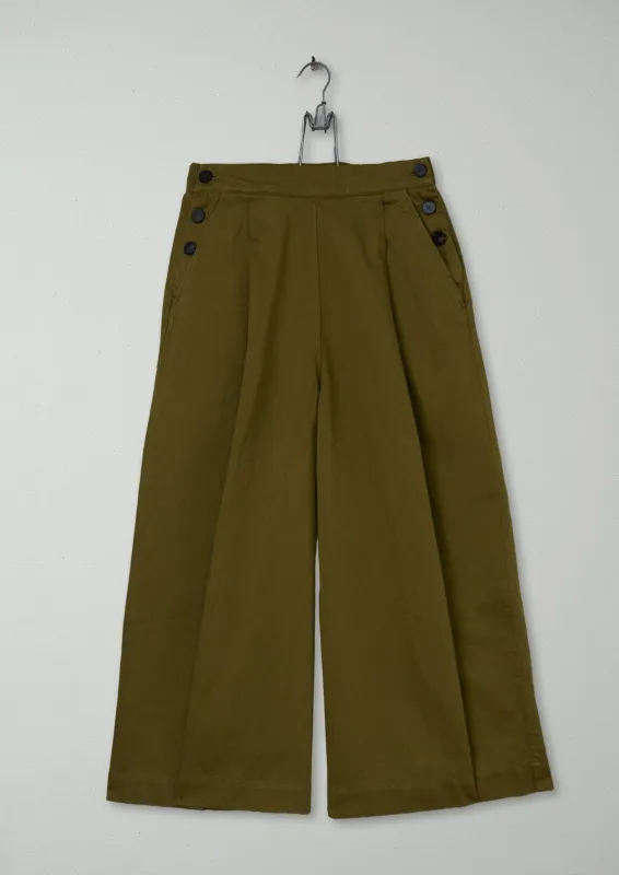 Reworn Sateen Culottes Size 6 (881) | Olive sold by TOAST