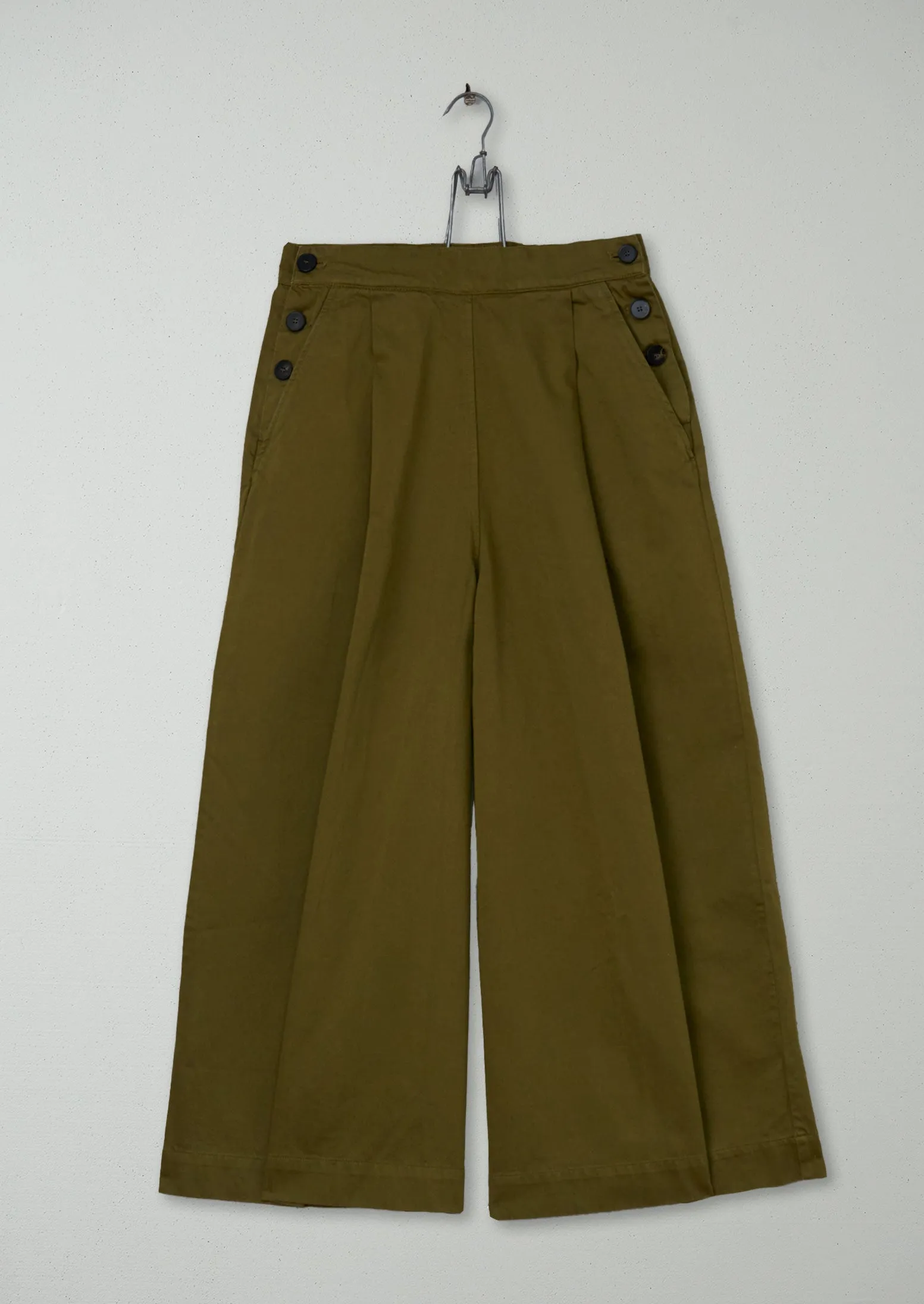 Reworn Sateen Culottes Size 6 (881) | Olive sold by TOAST