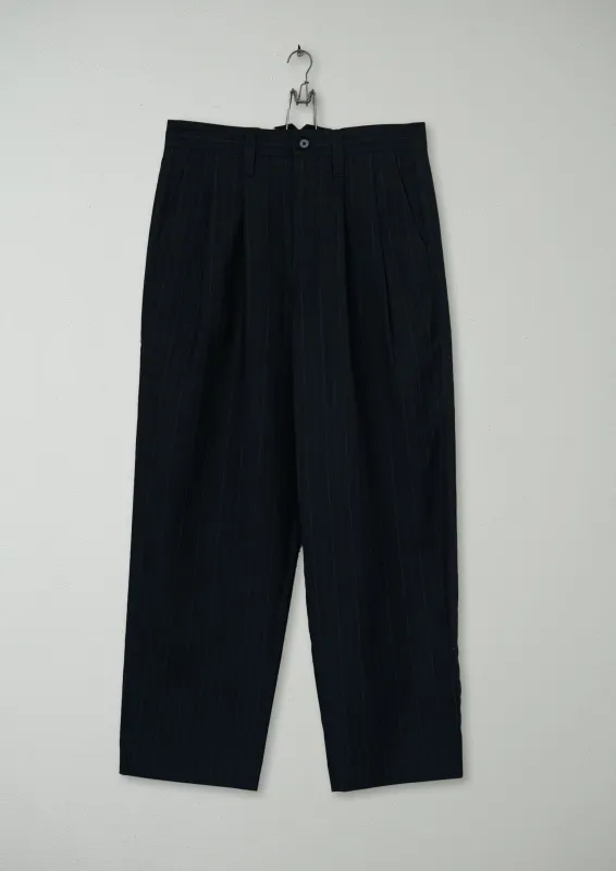 Reworn Mens Stripe Wool Cotton Trousers Size 32 (041) | Dark Indigo sold by TOAST
