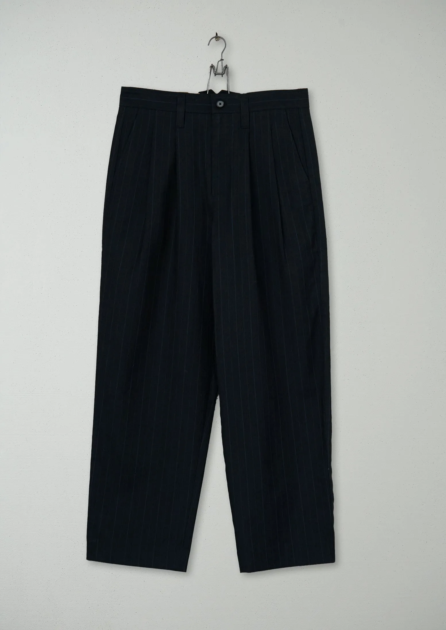 Reworn Mens Stripe Wool Cotton Trousers Size 32 (041) | Dark Indigo sold by TOAST