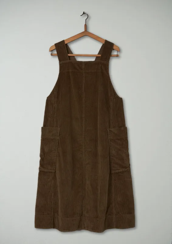 Reworn Cord Pinafore Dress Size 6 (1223) | Earth sold by TOAST