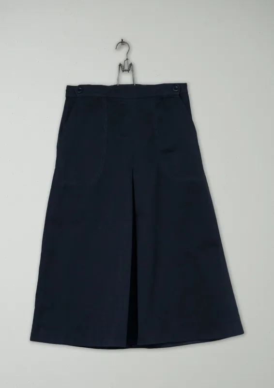 Reworn Cotton Twill Workwear Skirt Size 8 (222) | Navy sold by TOAST