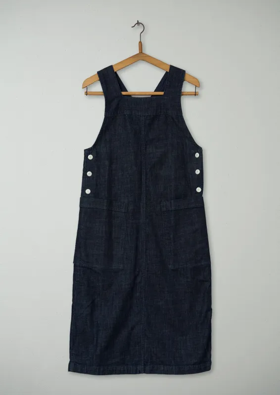 Reworn Denim Pinafore Dress Size 8 (1306) | Indigo sold by TOAST
