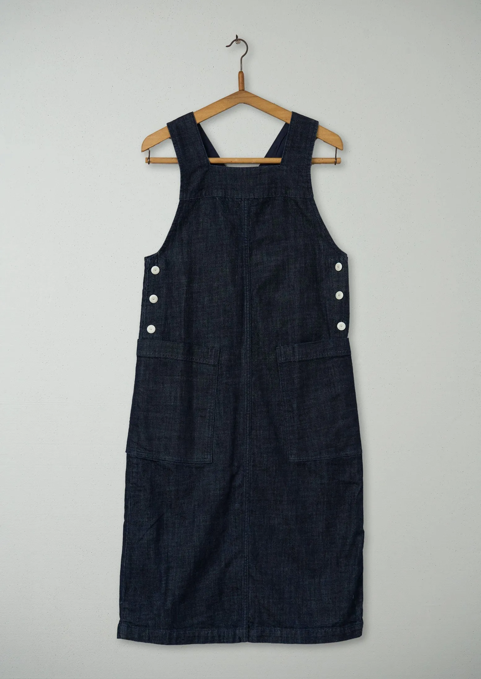 Reworn Denim Pinafore Dress Size 8 (1306) | Indigo sold by TOAST