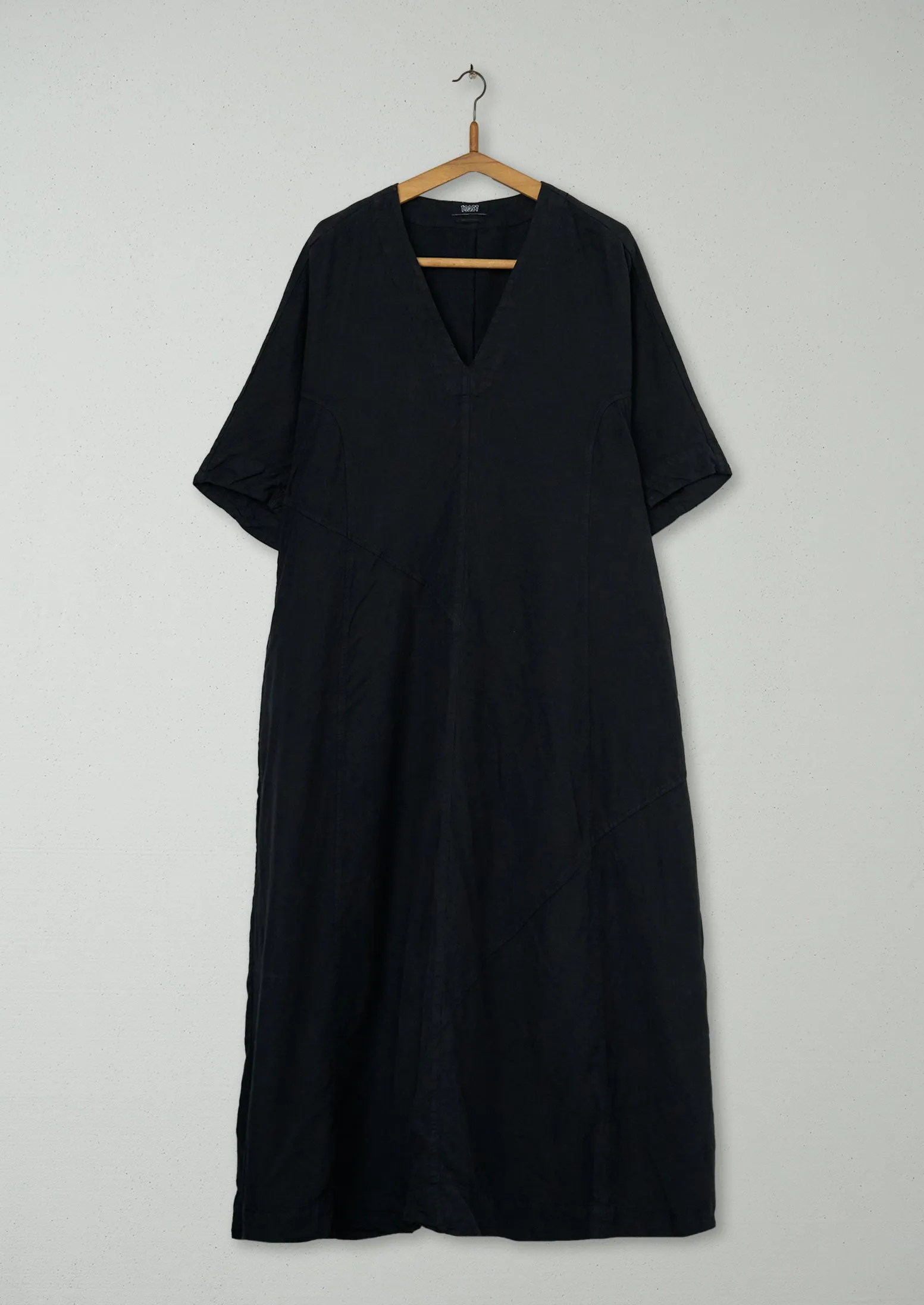 Reworn Lyocell Linen Herringbone Dress Size 16 (1291) | Black sold by TOAST