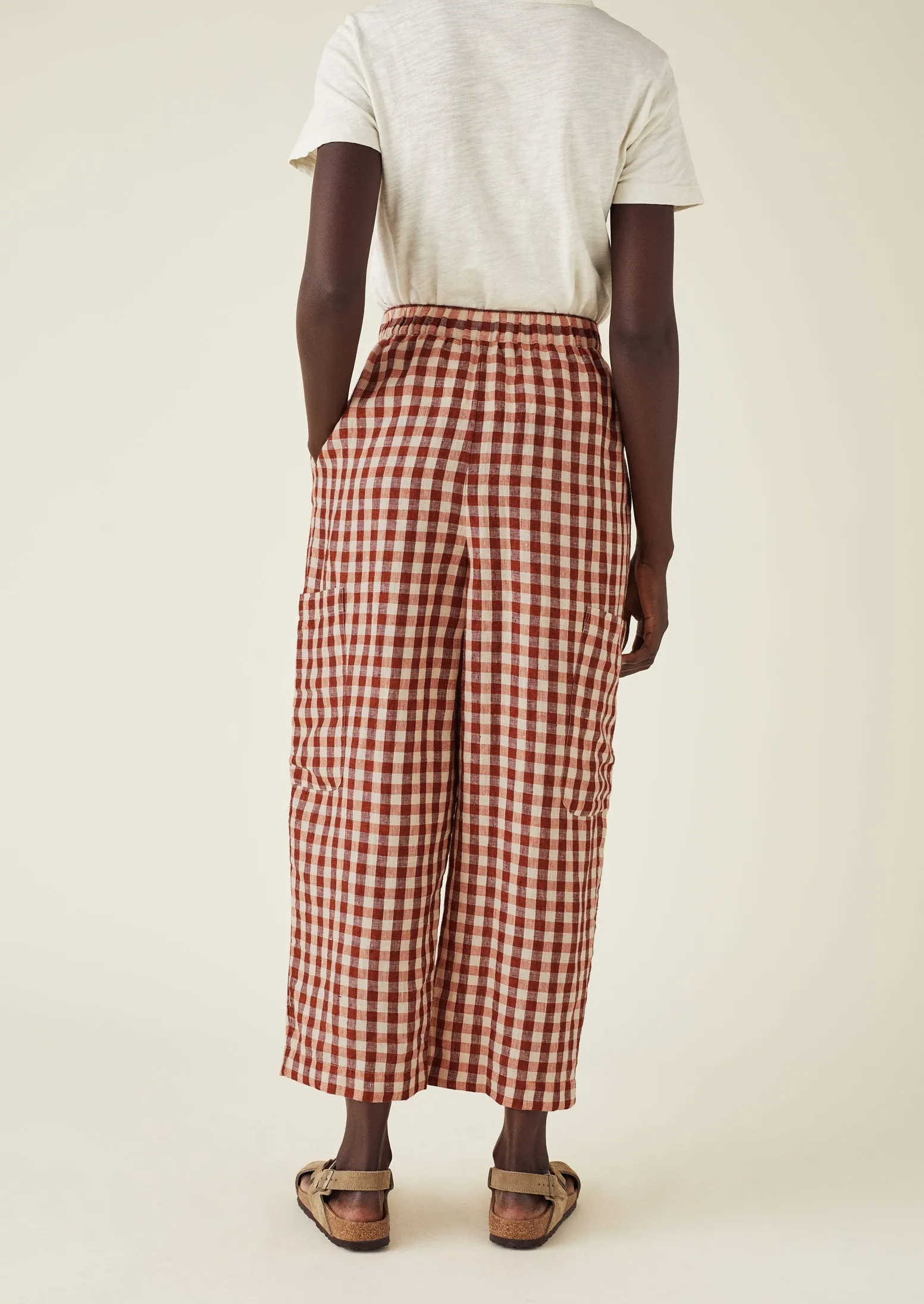 Gingham Linen Patch Pocket Trousers | Blush sold by TOAST product image thumbnail 5
