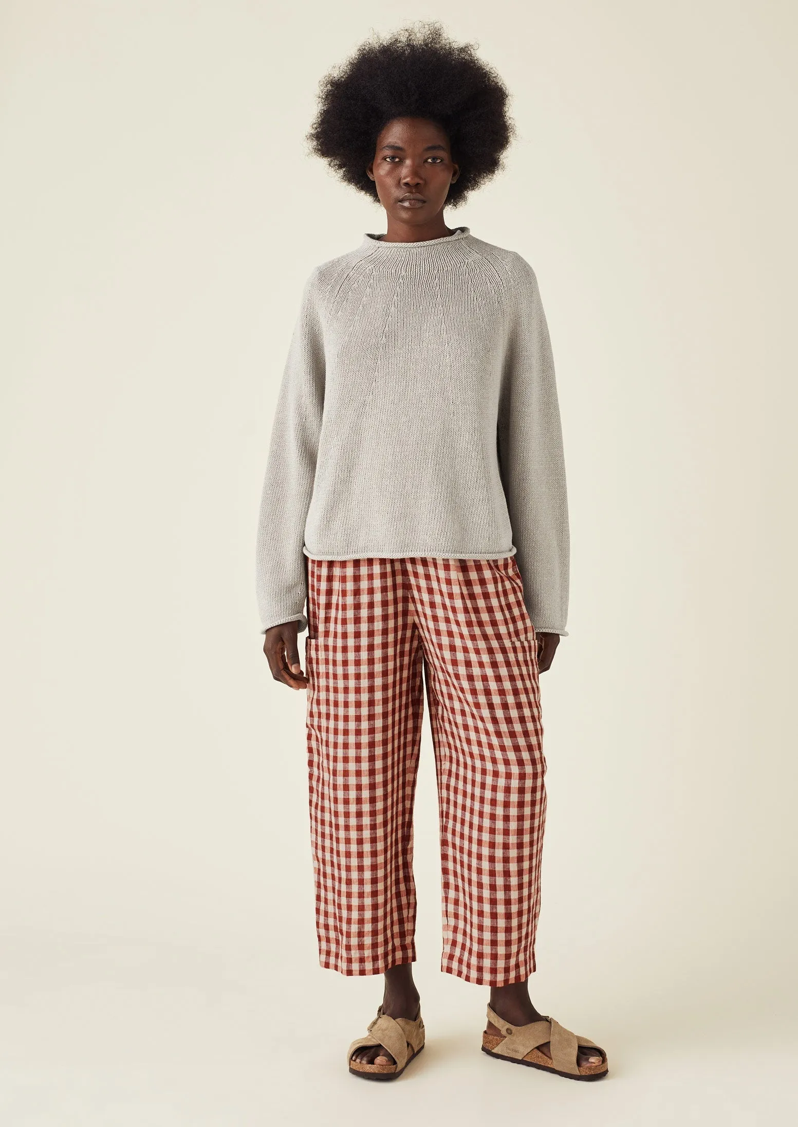 Gingham Linen Patch Pocket Trousers | Blush sold by TOAST product image thumbnail 2