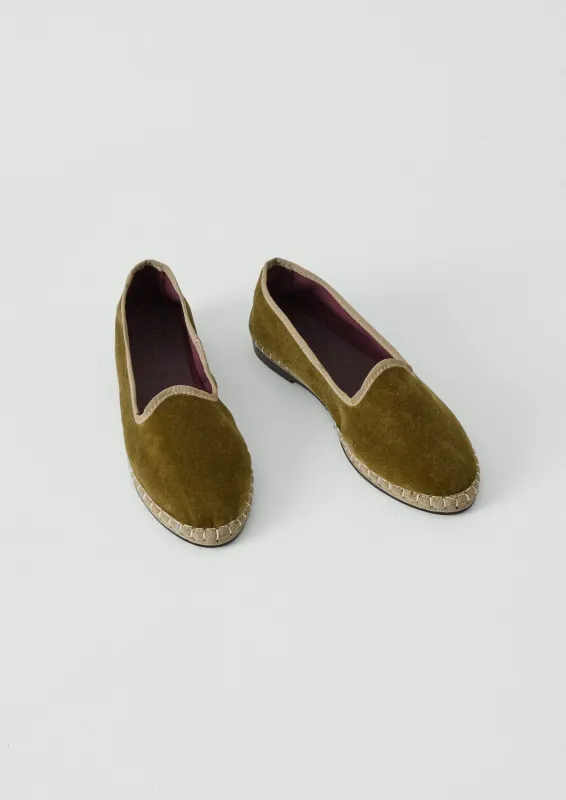 Flabelus Velvet Slippers | Olive sold by TOAST