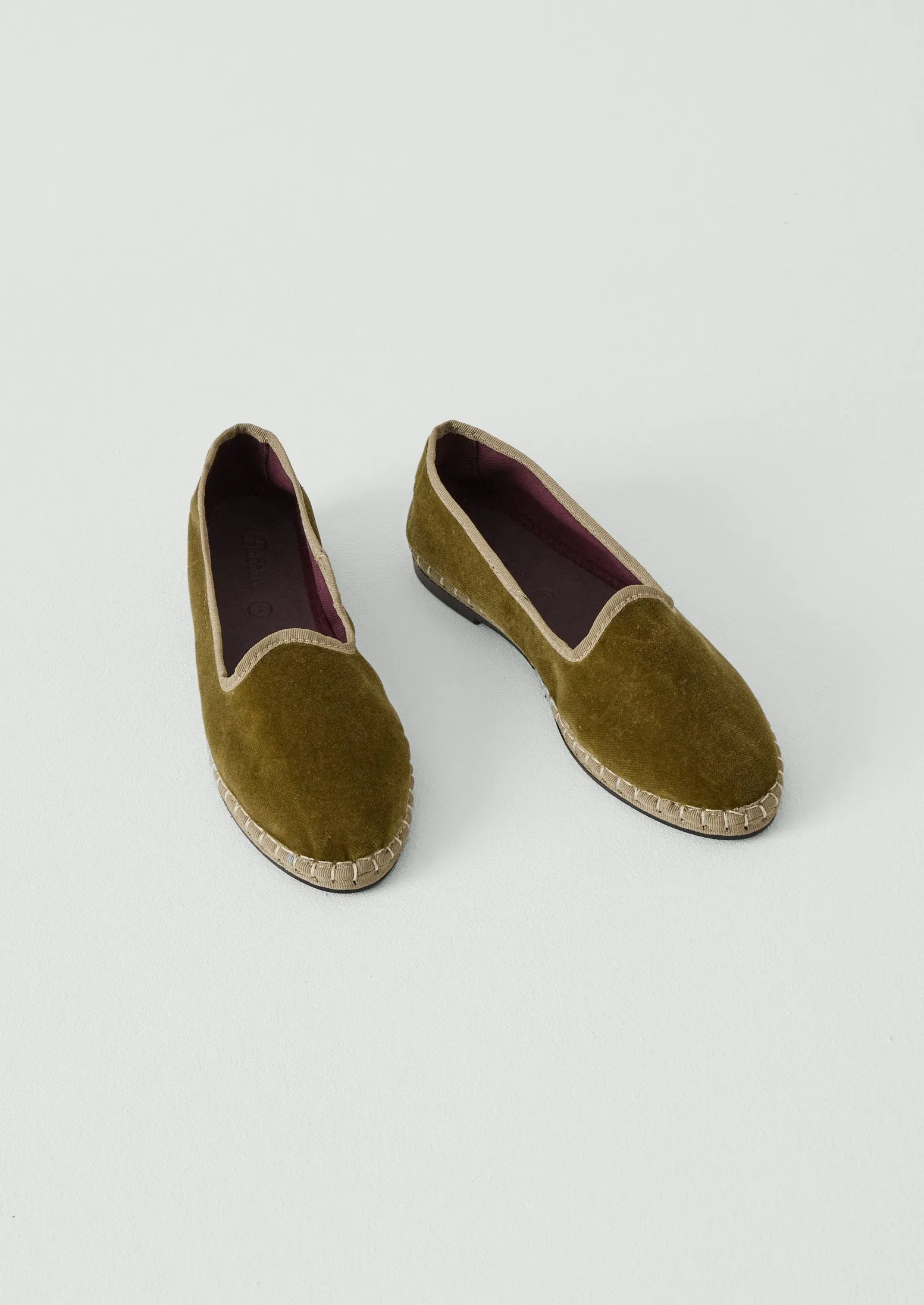 Flabelus Velvet Slippers | Olive sold by TOAST