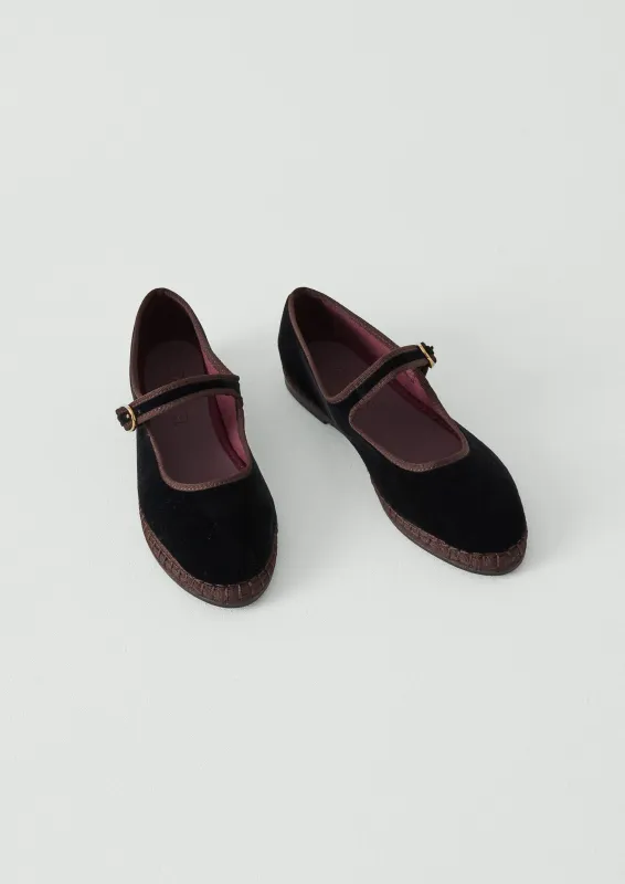 Flabelus Velvet Mary Jane Shoes | Black/Brown sold by TOAST