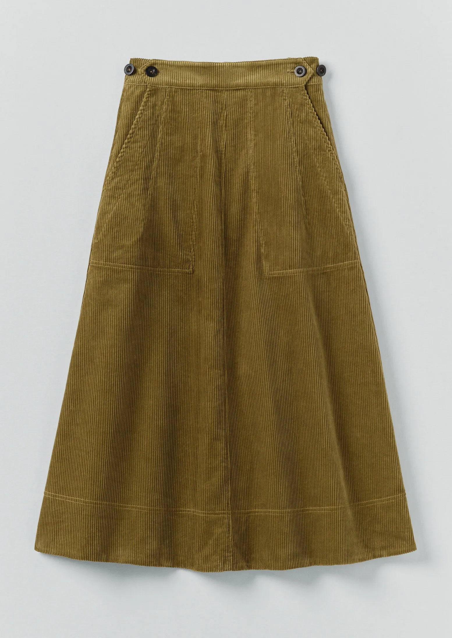 Organic Cord A Line Skirt | Antique Olive sold by TOAST