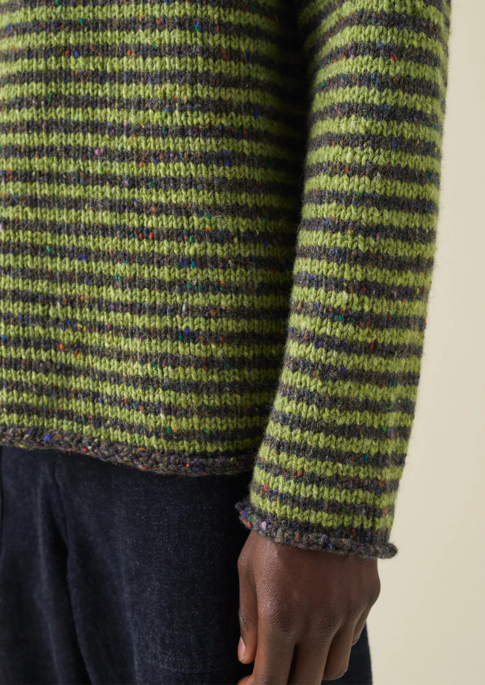 Stripe Donegal Wool Sweater | Green Multi sold by TOAST product image thumbnail 5