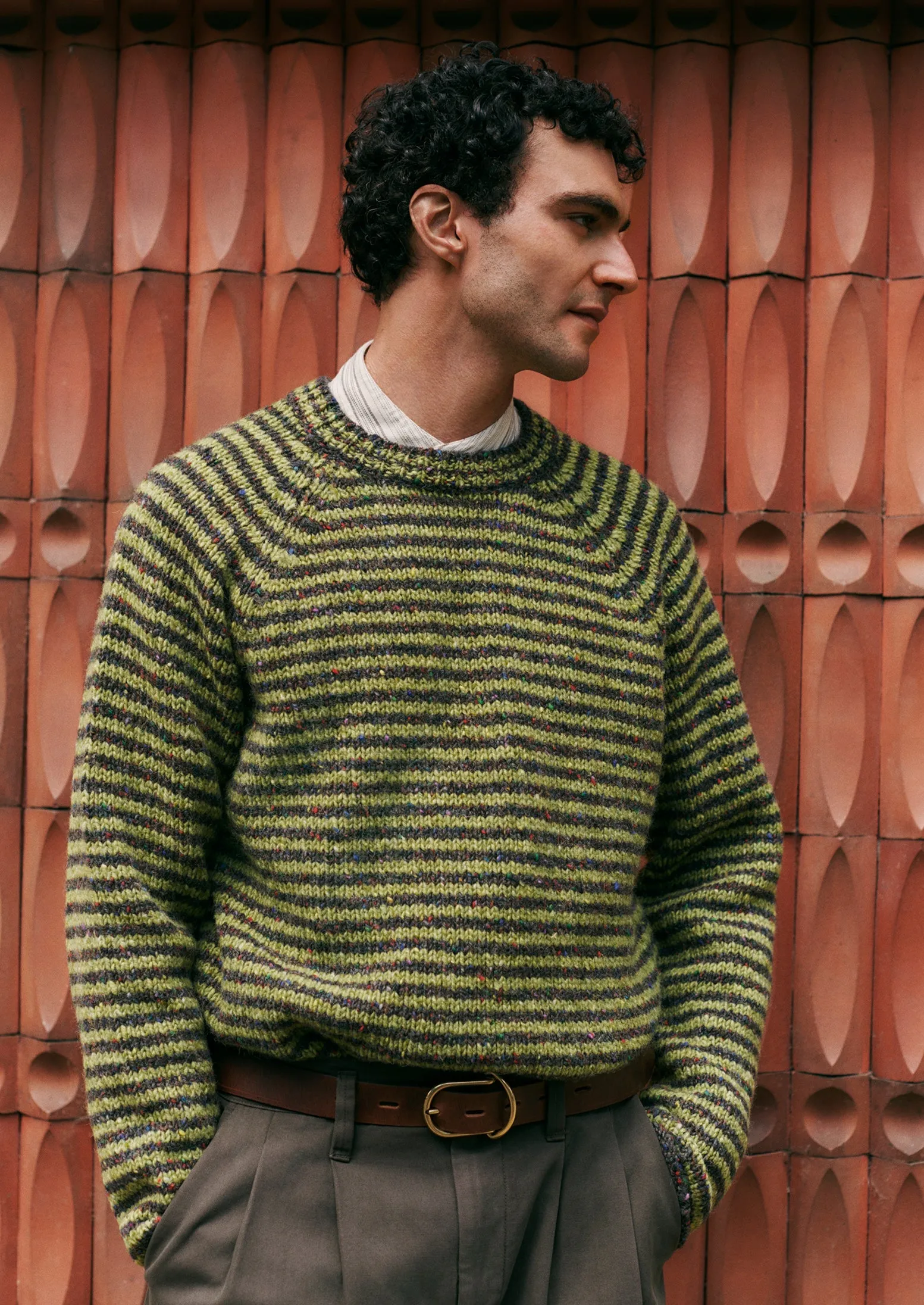 Stripe Donegal Wool Sweater | Green Multi sold by TOAST product image thumbnail 2