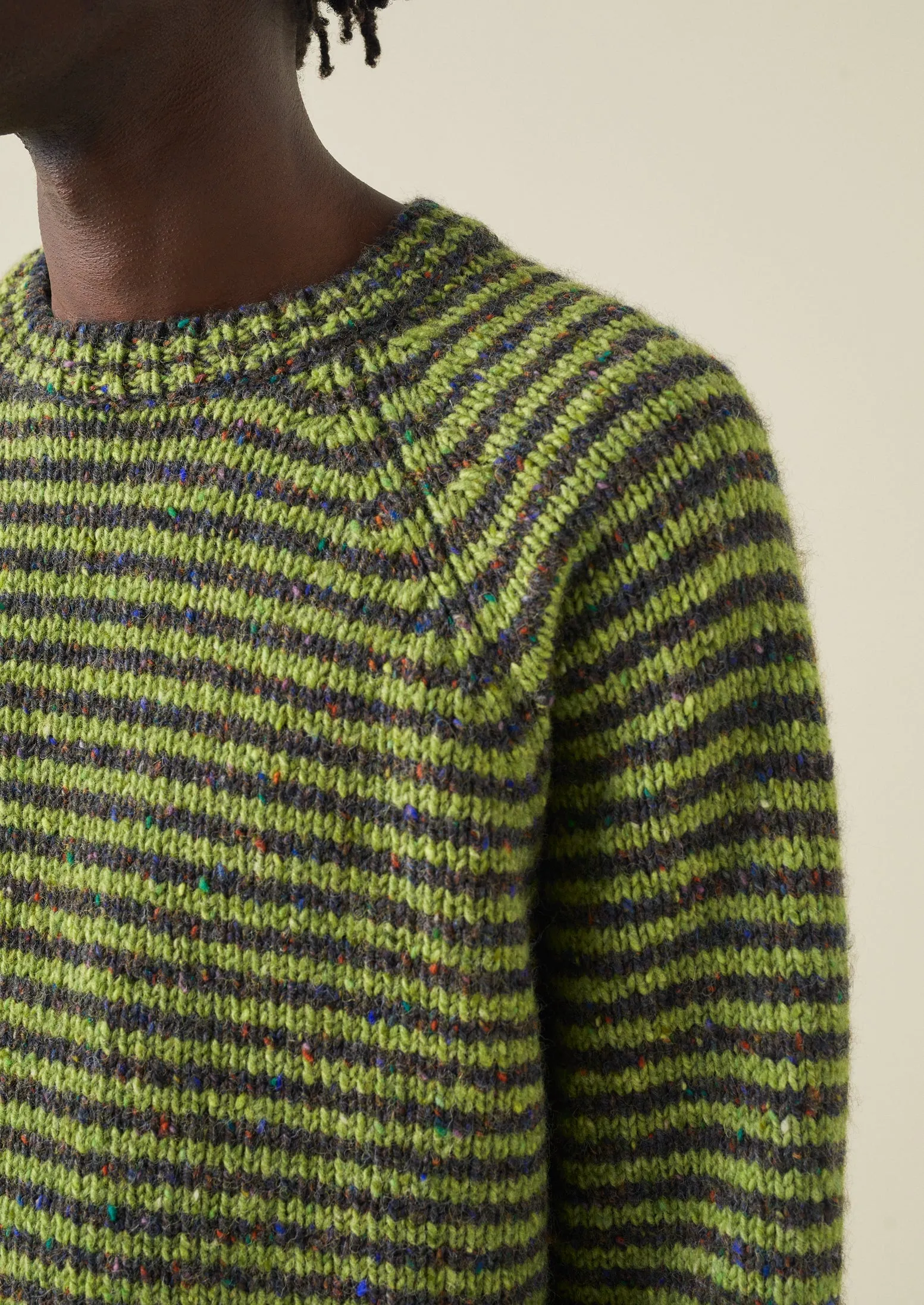 Stripe Donegal Wool Sweater | Green Multi sold by TOAST product image thumbnail 3