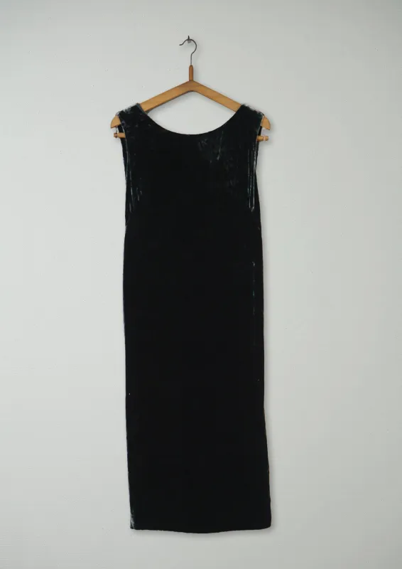 Reworn Silk Velvet V Back Dress Size 8 (1373) | Green Black sold by TOAST