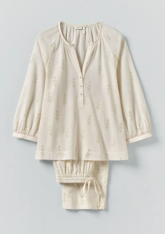 Etched Sprig Print Pyjamas | Ecru/Citrine sold by TOAST