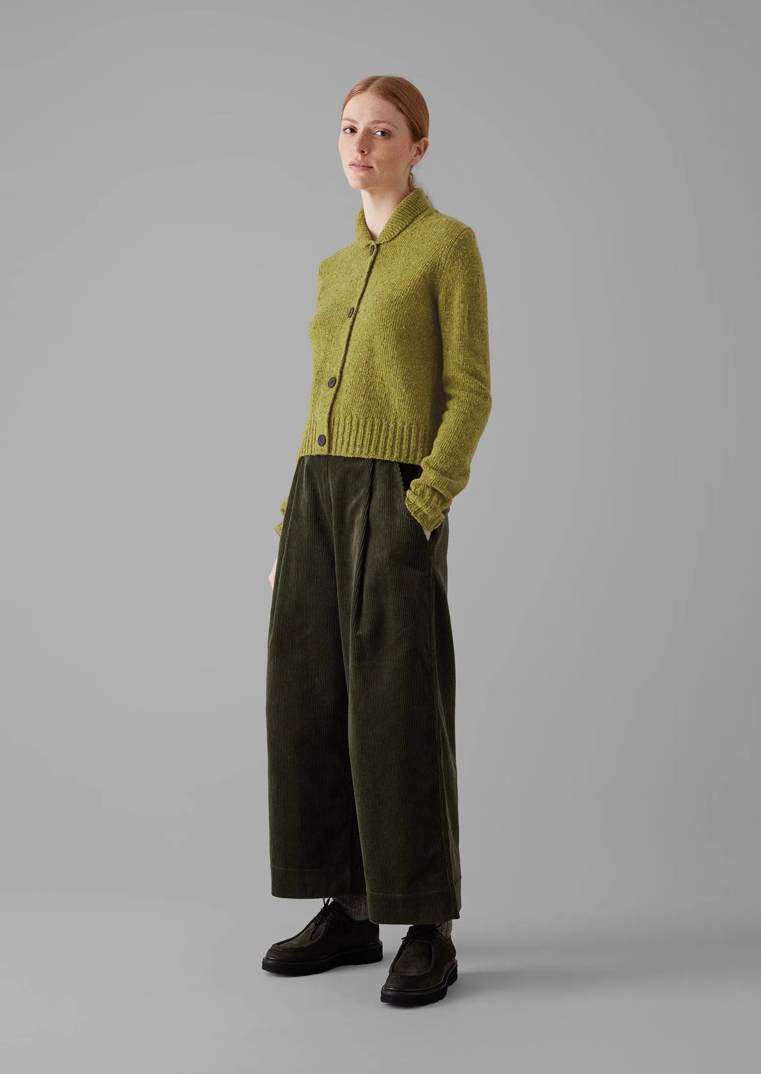 Donegal Wool Round Collar Cardigan | Lime sold by TOAST product image thumbnail 2