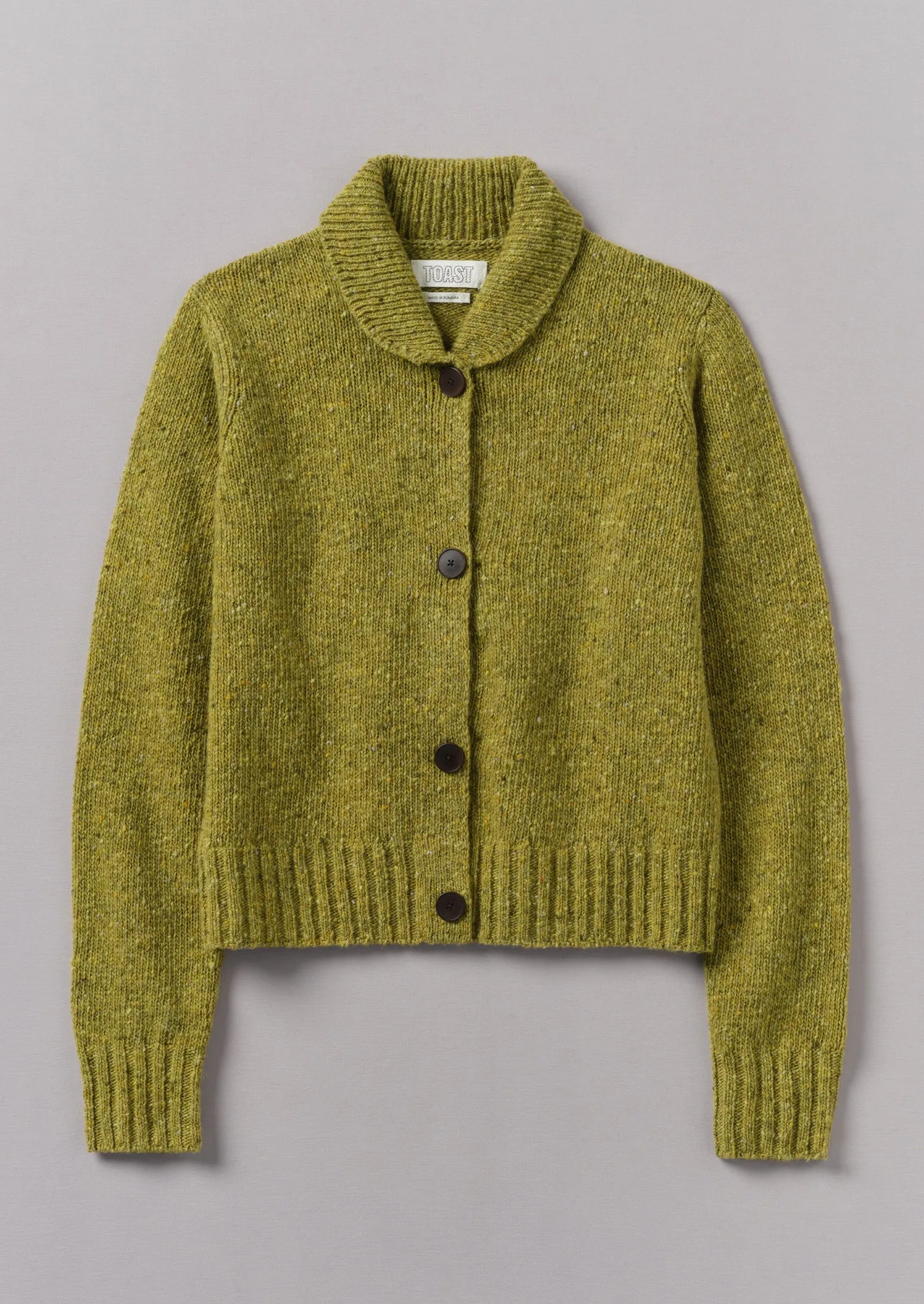 Donegal Wool Round Collar Cardigan | Lime sold by TOAST