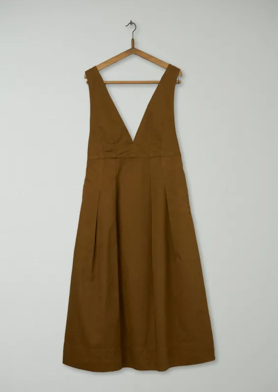 Reworn Cotton Linen Pinafore Dress Size 16 (1370) | Tawny Brown sold by TOAST