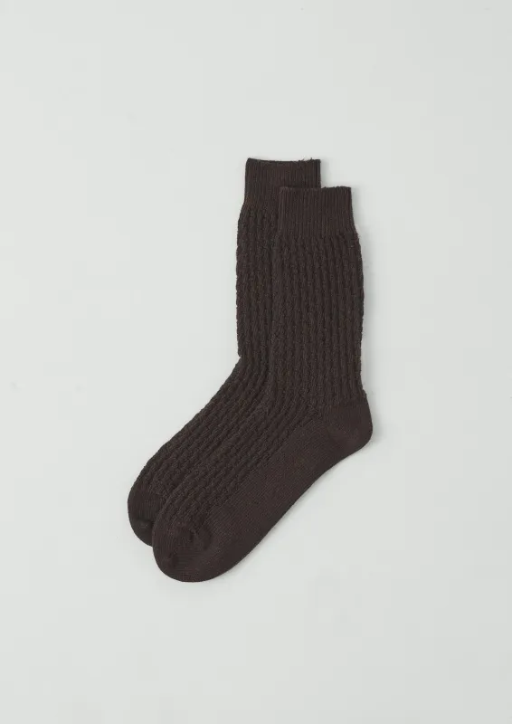 Textured Cotton Socks | Peat Melange sold by TOAST