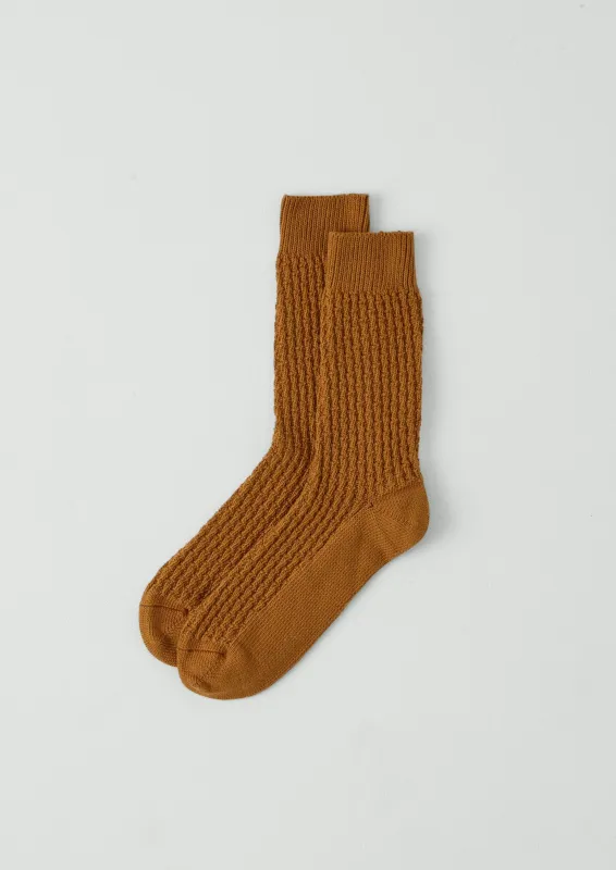 Textured Cotton Socks | Ochre sold by TOAST