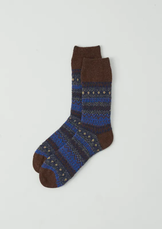 Jacquard Wool Socks | Brown/Blue sold by TOAST
