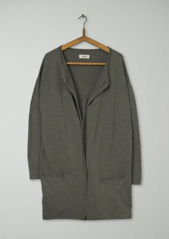 Reworn Long Merino Cardigan Size 10 (430) | Sage sold by TOAST