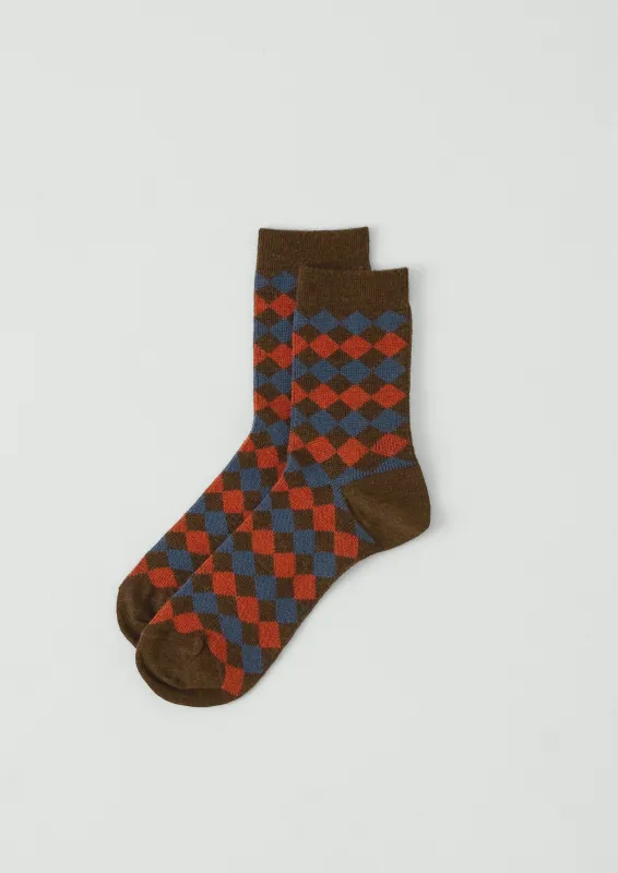 Diamond Wool Socks | Red Multi sold by TOAST