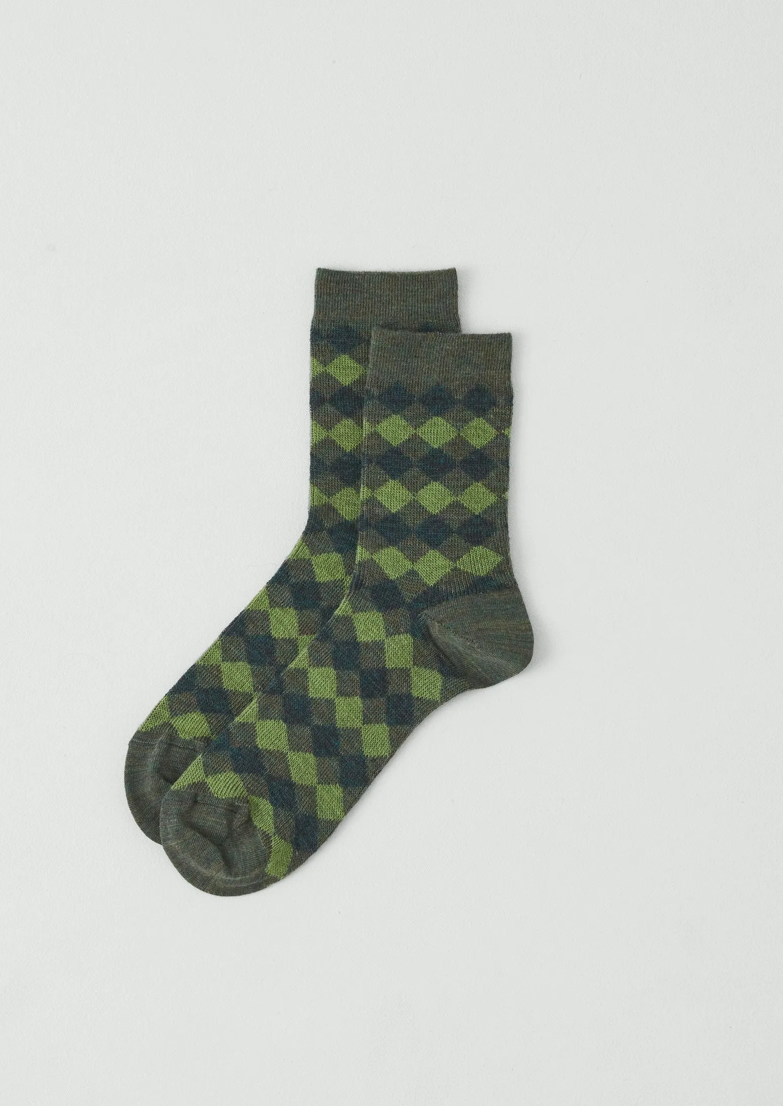 Diamond Wool Socks | Green Multi sold by TOAST