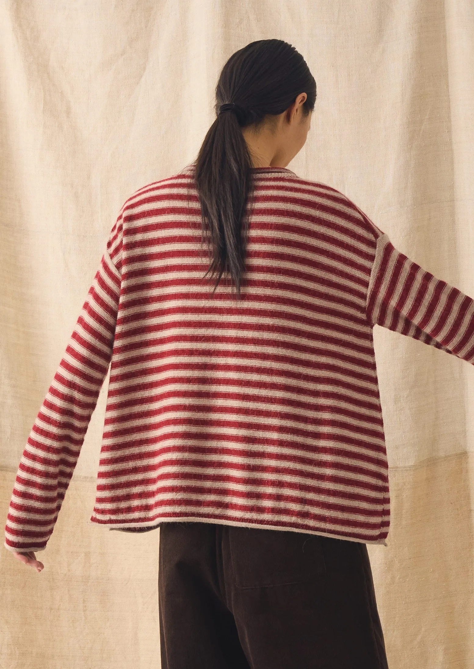 Stripe Alpaca Wool Sweater | Oatmeal/Red sold by TOAST product image thumbnail 4