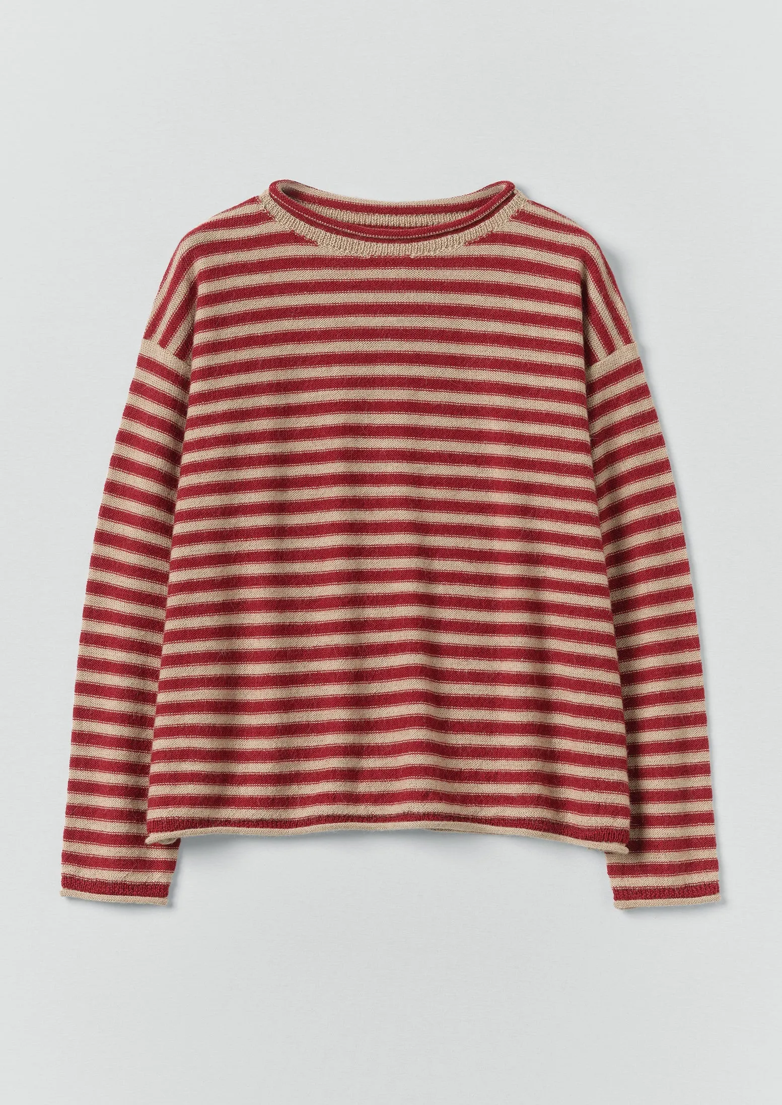 Stripe Alpaca Wool Sweater | Oatmeal/Red sold by TOAST
