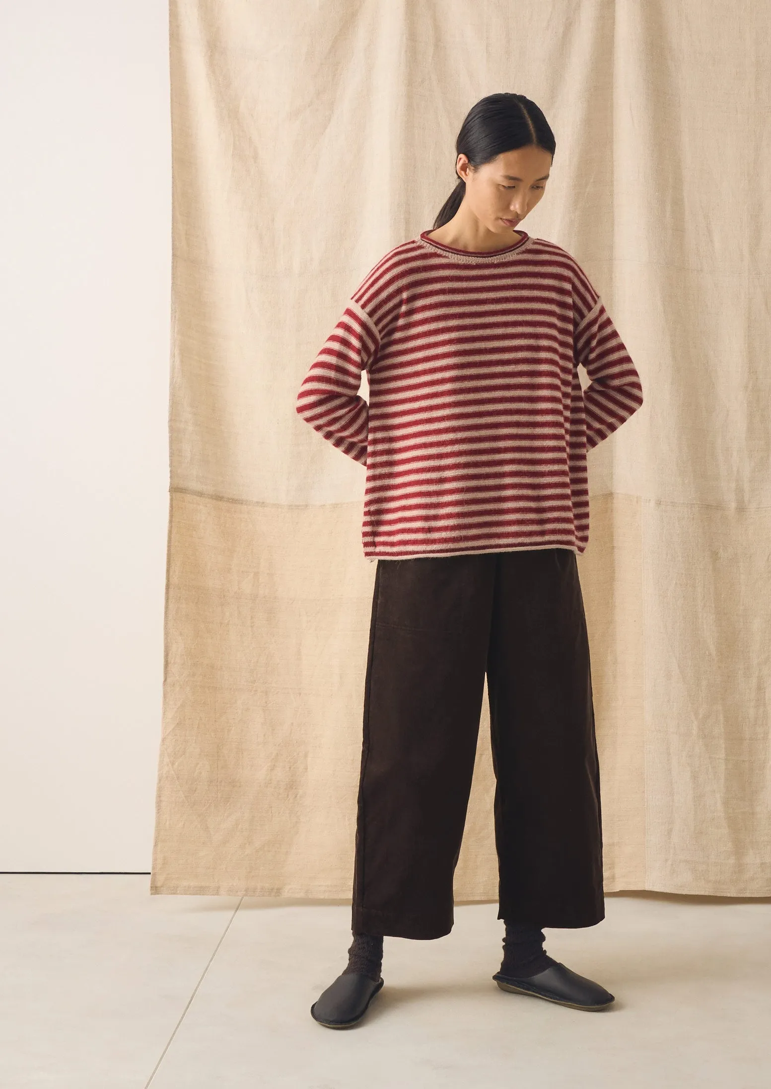 Stripe Alpaca Wool Sweater | Oatmeal/Red sold by TOAST product image thumbnail 2