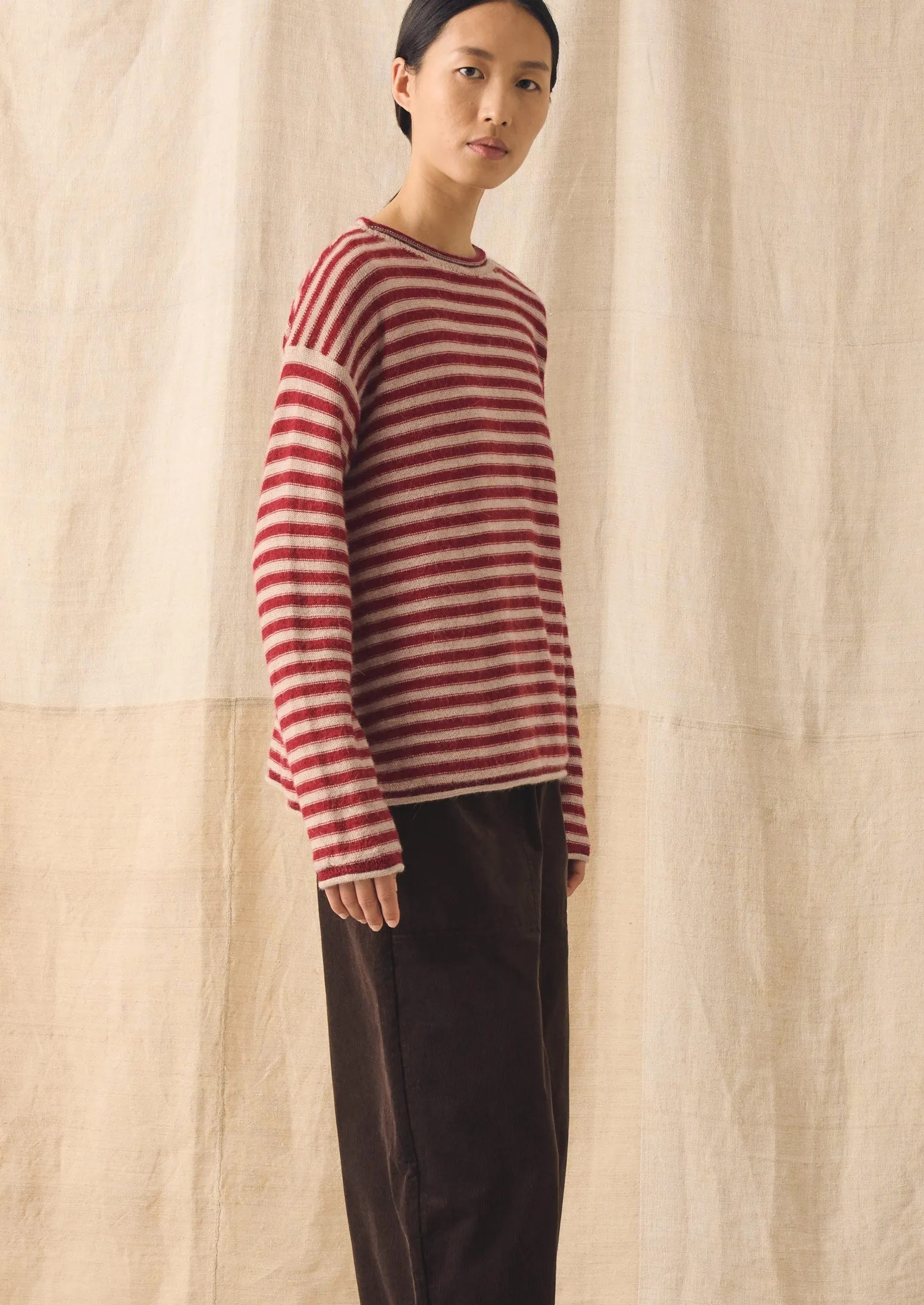 Stripe Alpaca Wool Sweater | Oatmeal/Red sold by TOAST product image thumbnail 3