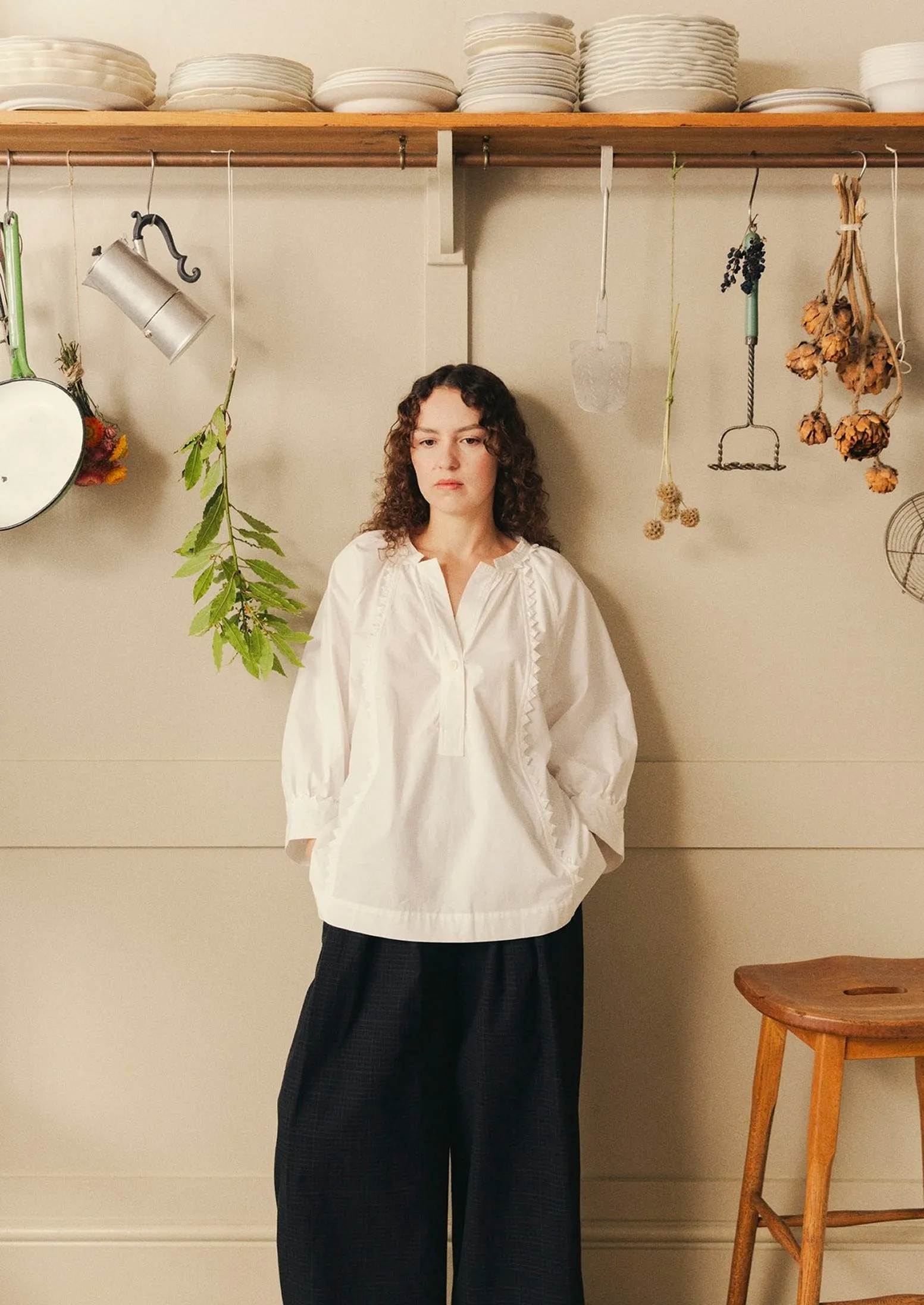Crockery Edge Cotton Poplin Top | Paper White sold by TOAST product image thumbnail 2