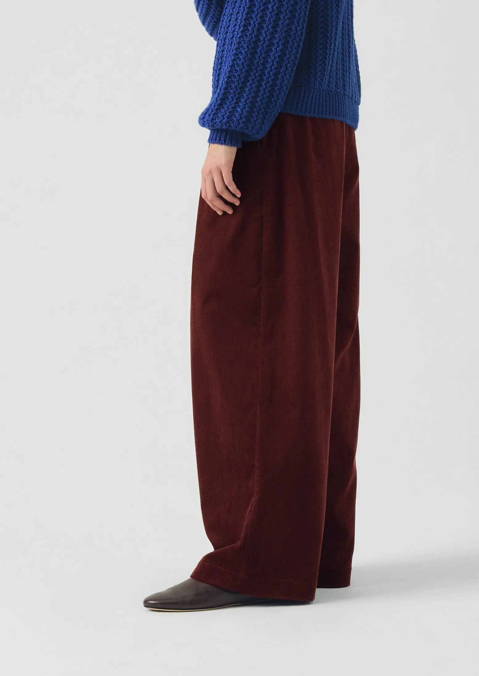 Organic Cord Box Pleat Trousers | Beetroot sold by TOAST product image thumbnail 3