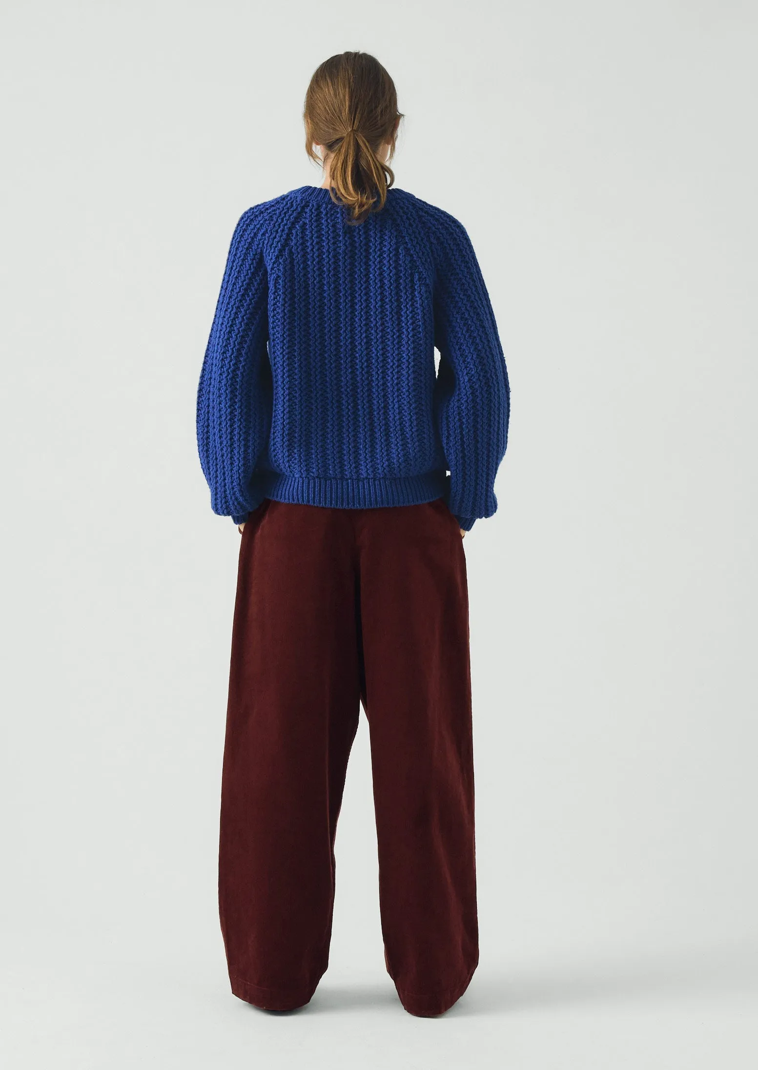 Organic Cord Box Pleat Trousers | Beetroot sold by TOAST product image thumbnail 4
