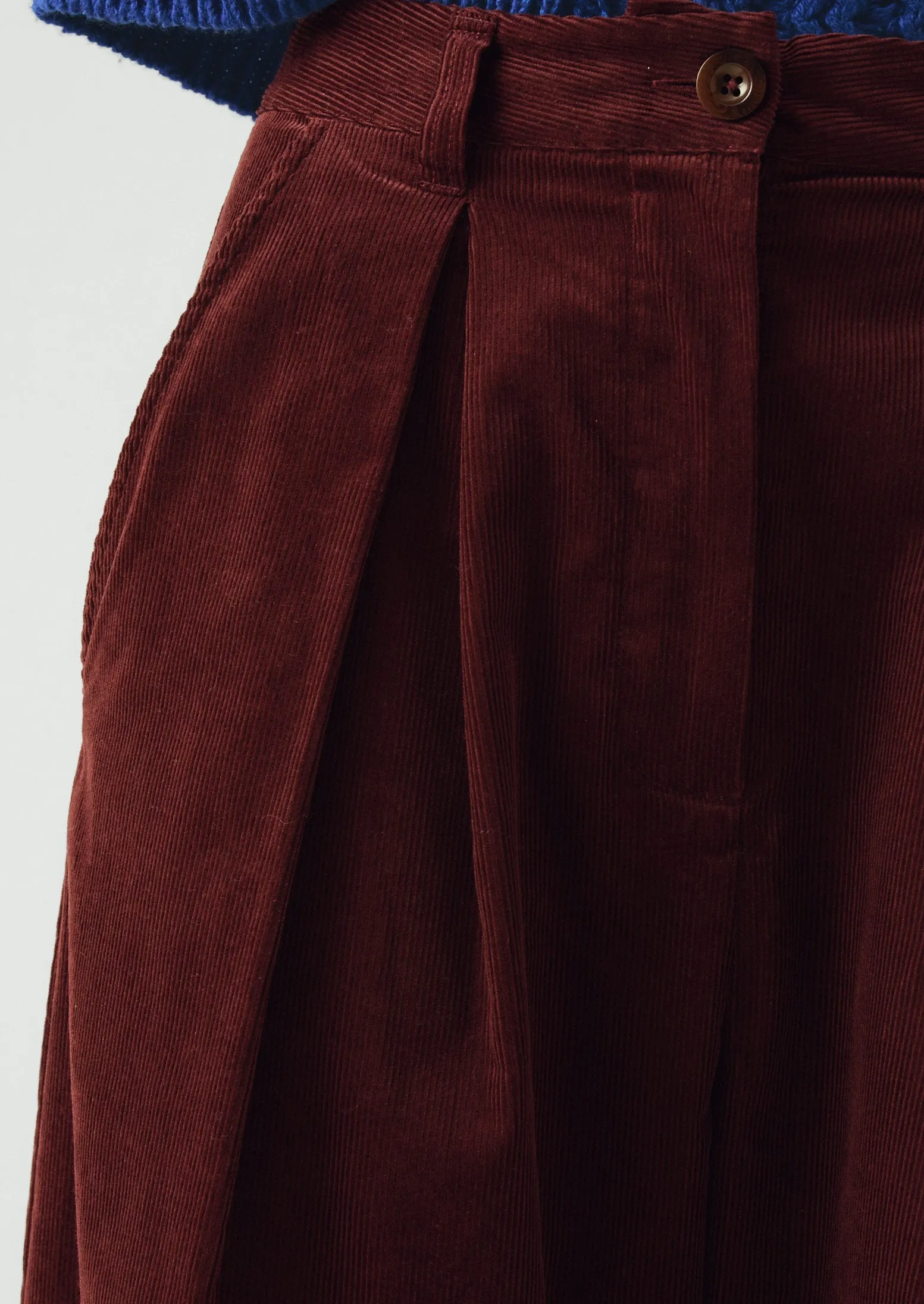 Organic Cord Box Pleat Trousers | Beetroot sold by TOAST product image thumbnail 5