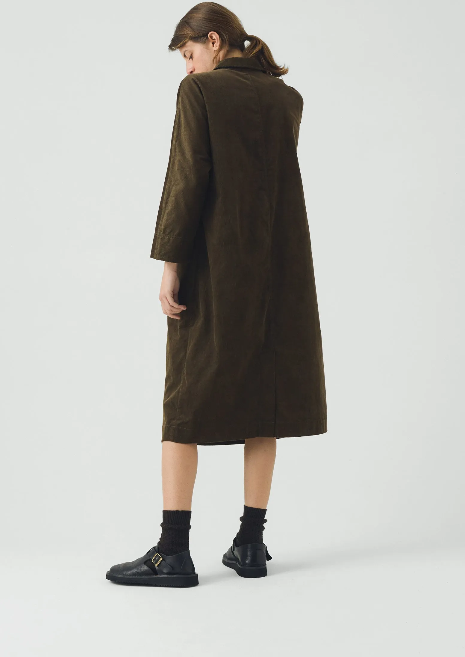 Organic Cord Tunic Dress | Tent Green sold by TOAST product image thumbnail 3