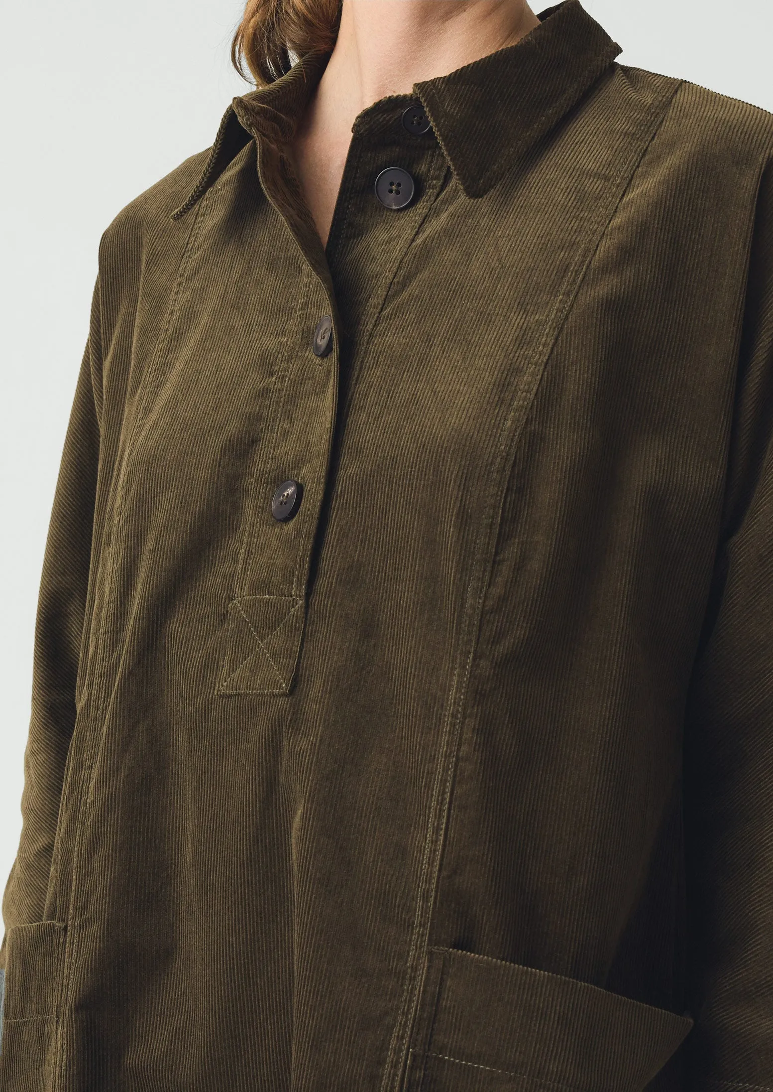 Organic Cord Tunic Dress | Tent Green sold by TOAST product image thumbnail 4