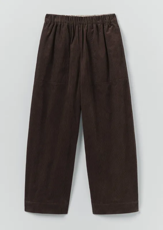 Organic Cord Barrel Leg Trousers | Bitter Chocolate sold by TOAST