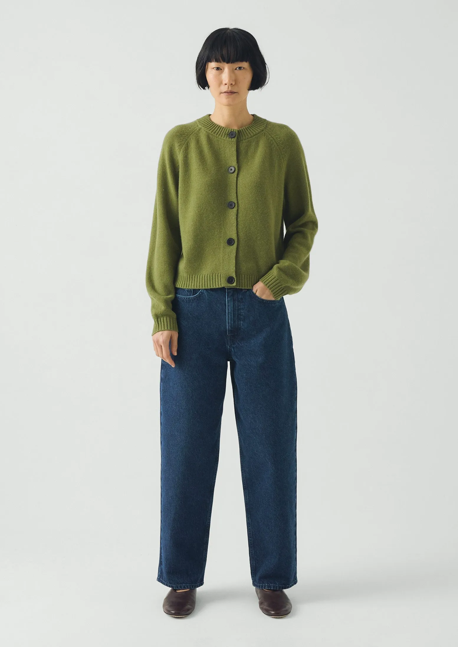 Eden Wool Cashmere Raglan Cardigan | Soft Green sold by TOAST product image thumbnail 3