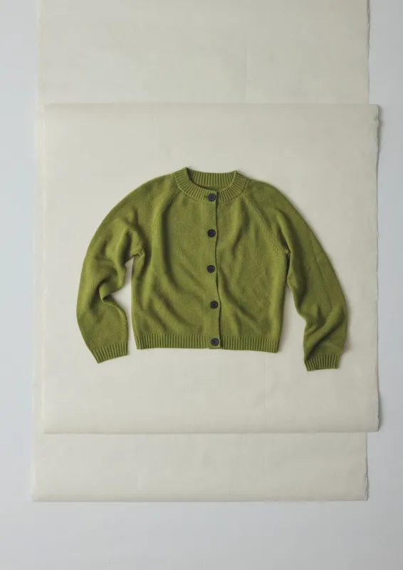 Eden Wool Cashmere Raglan Cardigan | Soft Green sold by TOAST