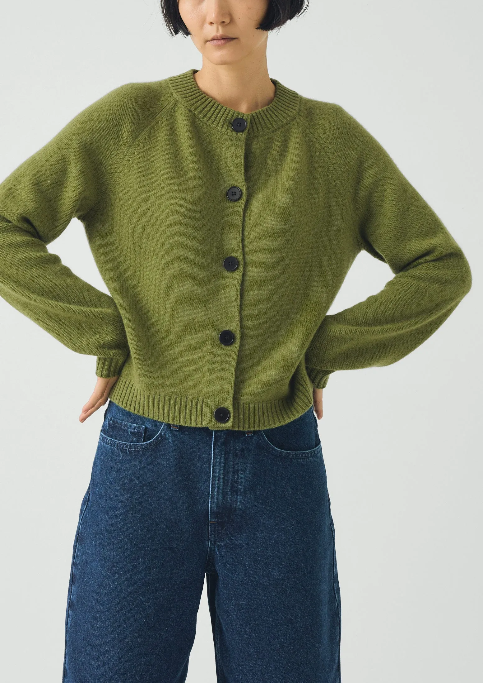 Eden Wool Cashmere Raglan Cardigan | Soft Green sold by TOAST product image thumbnail 2
