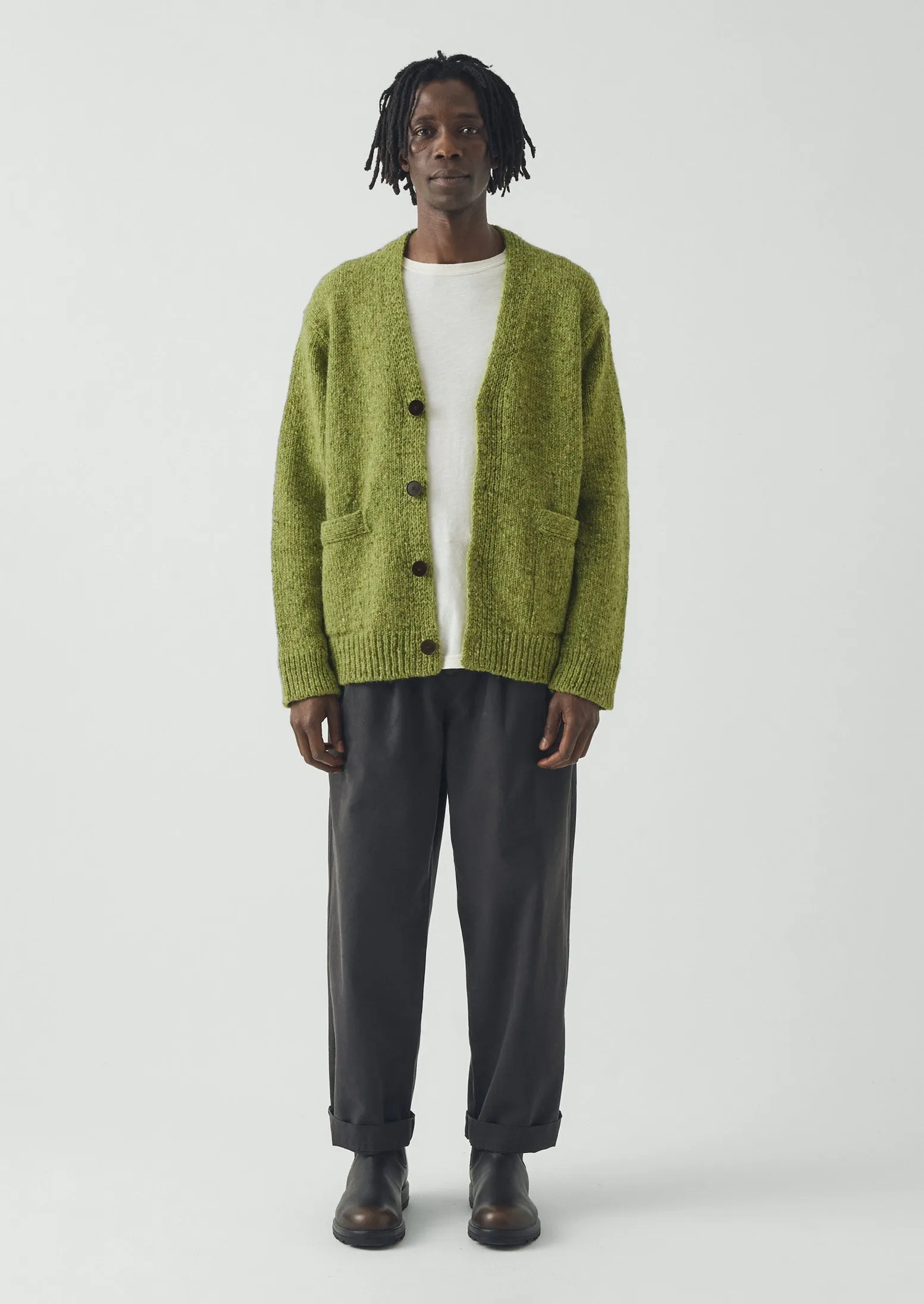 Donegal Wool V-Neck Cardigan | Rainette Green sold by TOAST product image thumbnail 3