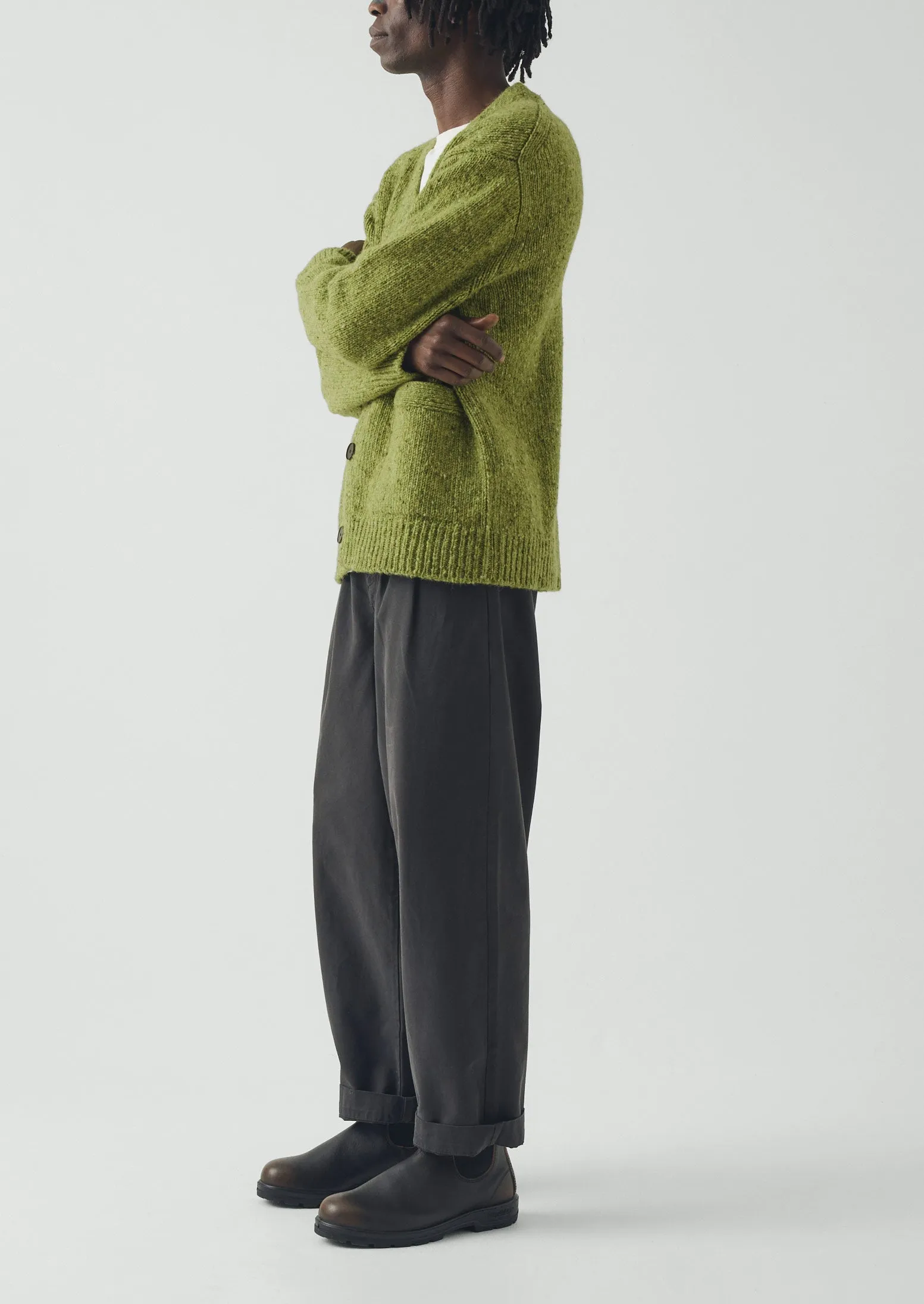 Donegal Wool V-Neck Cardigan | Rainette Green sold by TOAST product image thumbnail 5
