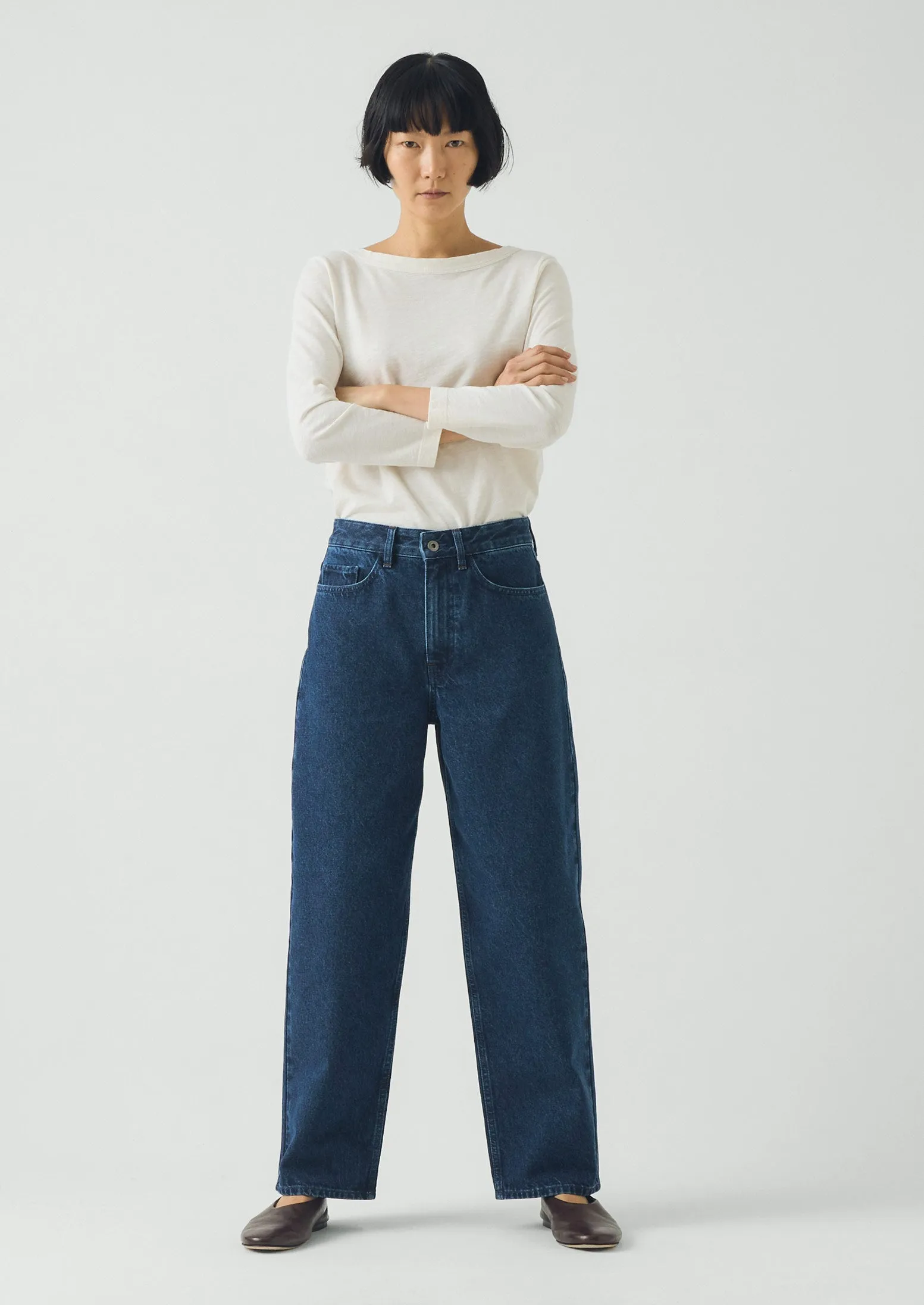 Indigo Denim Tapered Trousers | Mid Blue sold by TOAST product image thumbnail 3