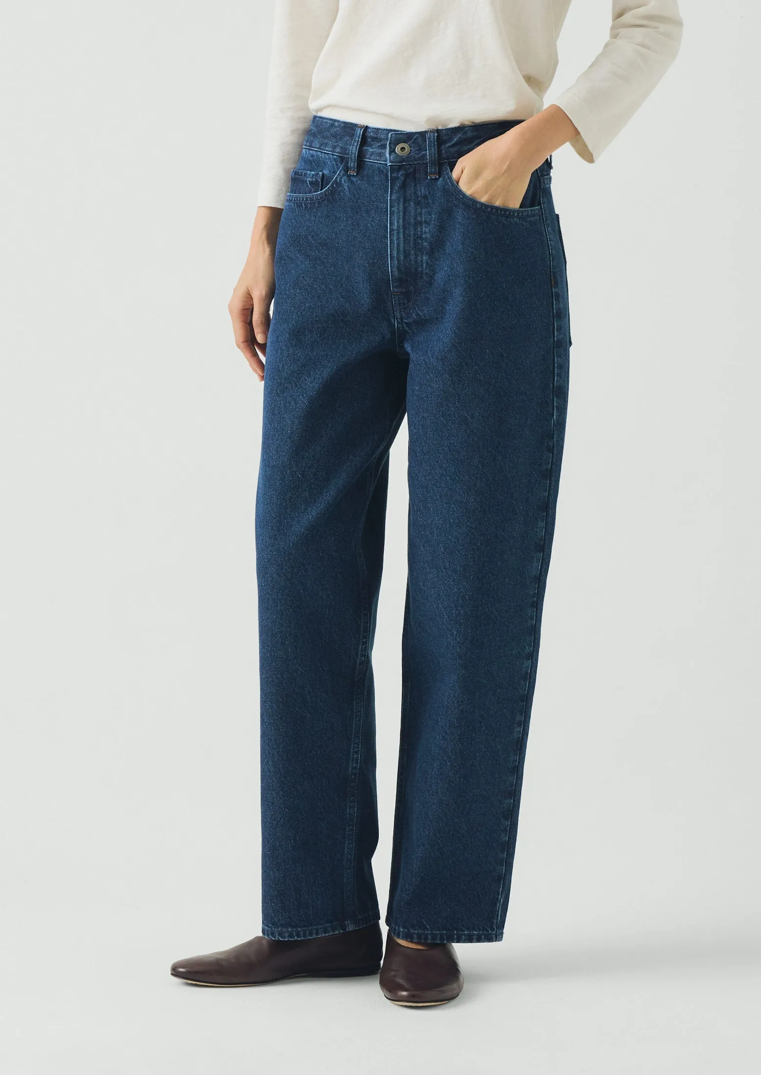 Indigo Denim Tapered Trousers | Mid Blue sold by TOAST product image thumbnail 2