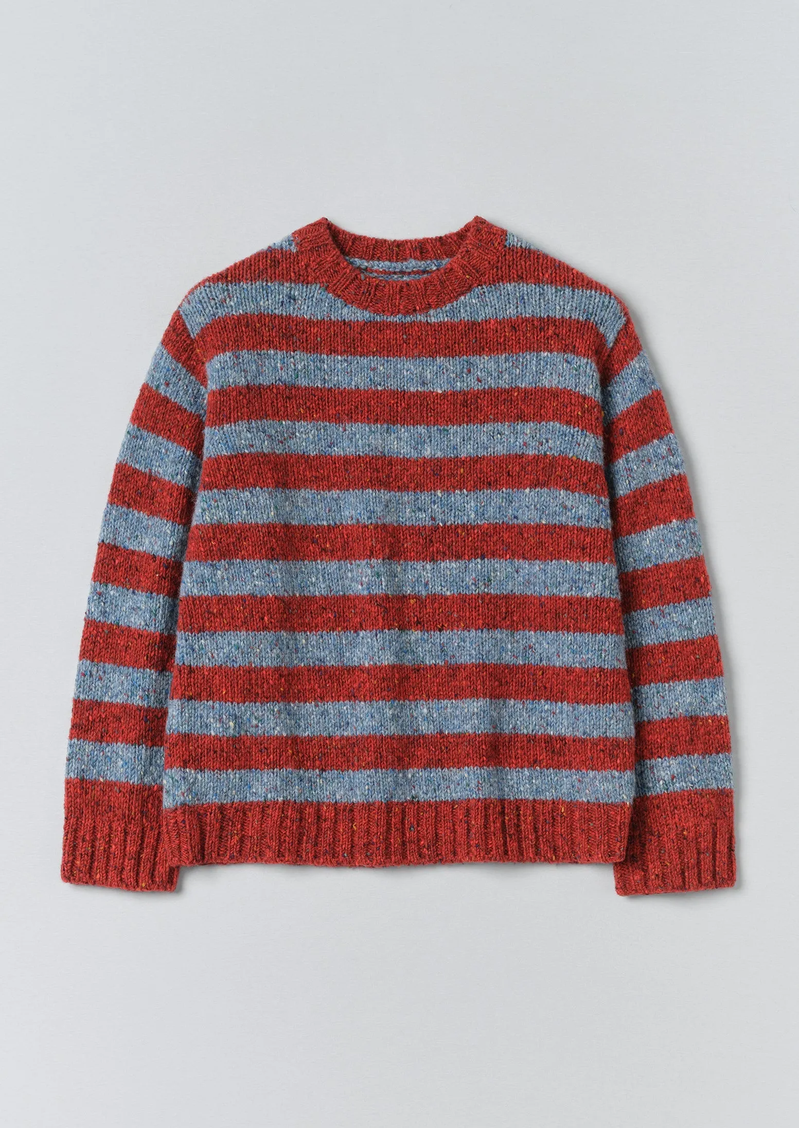 Stripe Donegal Wool Crew Neck Sweater | Red/Blue sold by TOAST