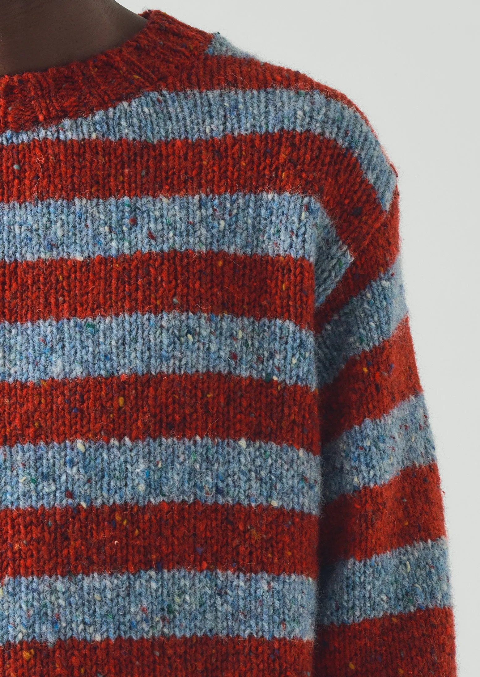 Stripe Donegal Wool Crew Neck Sweater | Red/Blue sold by TOAST product image thumbnail 5